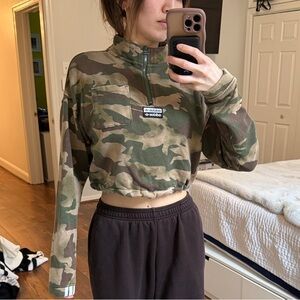 adidas Camouflage Cropped Jacket - Green and Brown